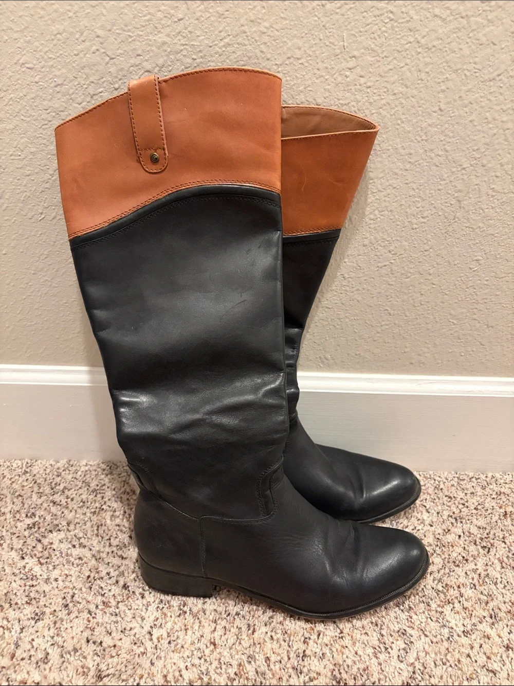 Corso Como Black and Tan Two-Tone Over-the-Knee Boots